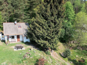 Cosy small holiday home at the edge of the forest with a magnificent view, Malá Skála